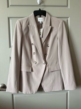 Nine West Beige Double-Breasted Blazer